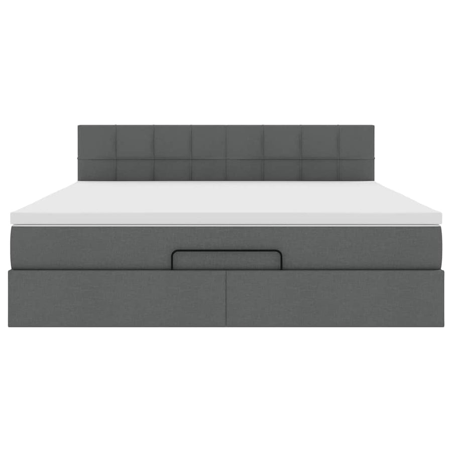 Ottoman bed met matras en LED's 180x200cm stof donkergrijs