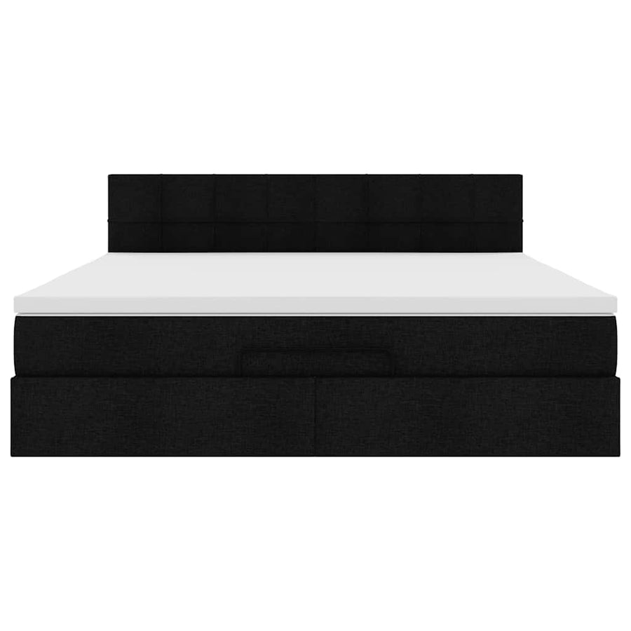 Ottoman bed met matras en LED's 180x200cm stof zwart