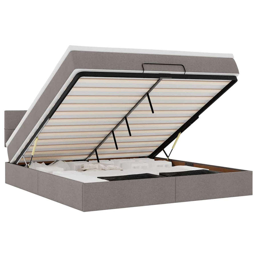 Bed poef met matras en LED's 180x200 cm stof taupe