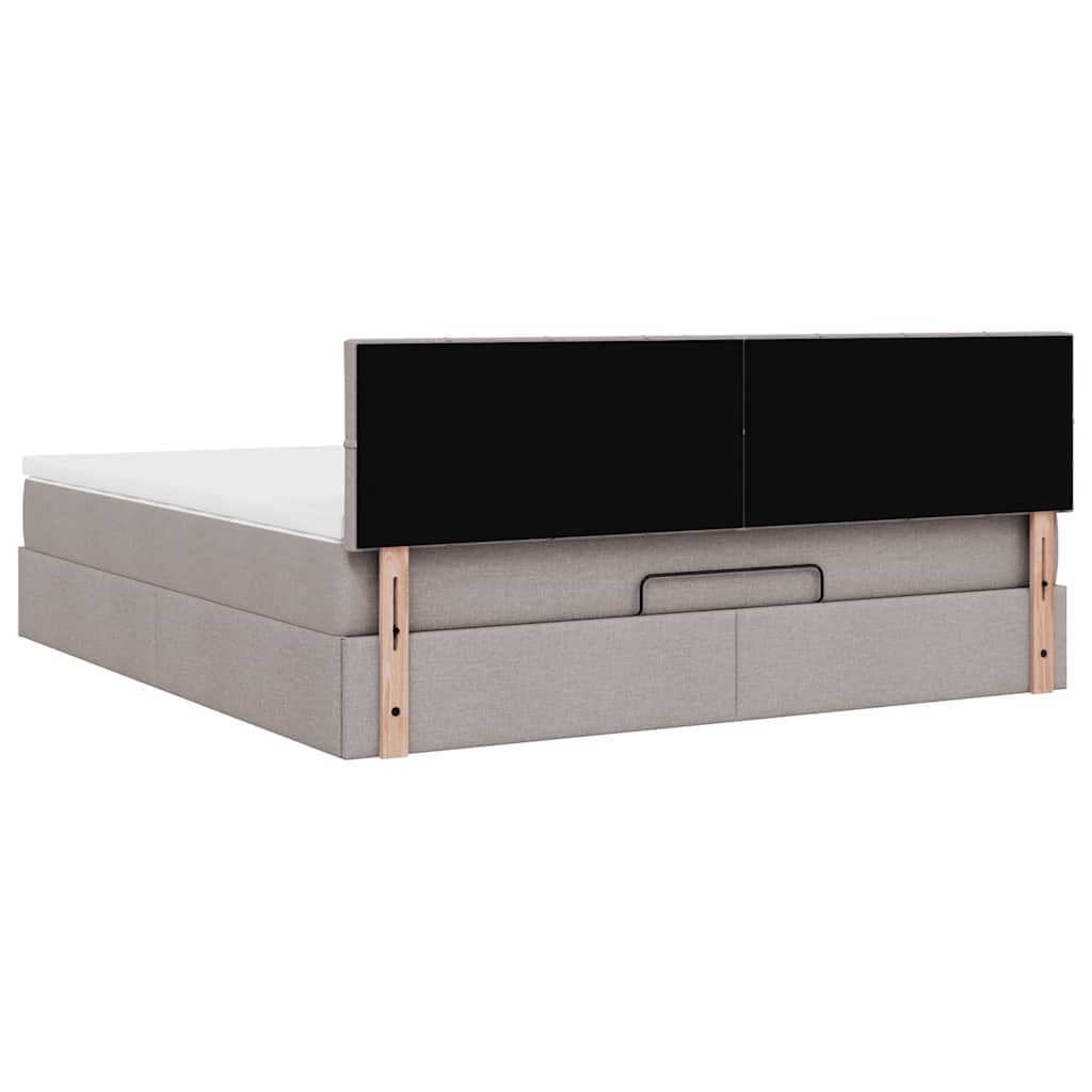 Bed poef met matras en LED's 180x200 cm stof taupe