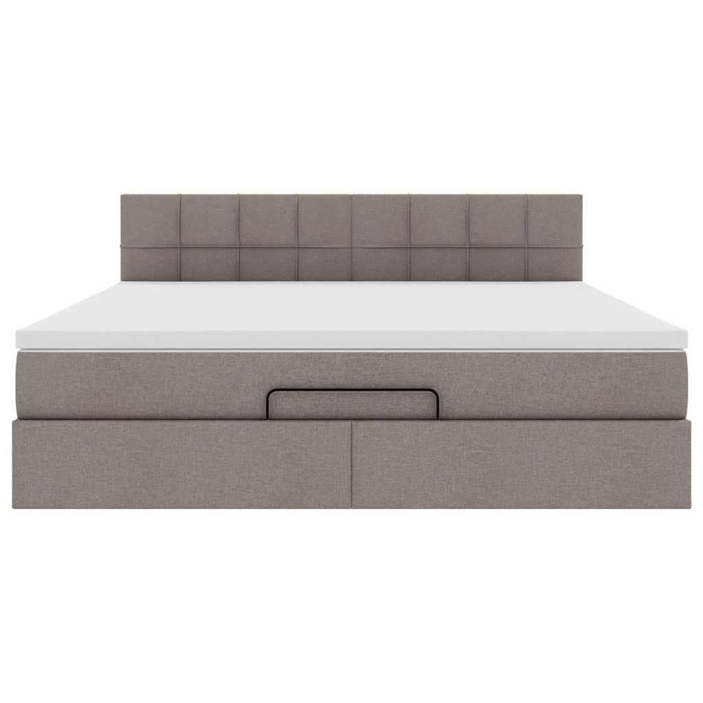 Bed poef met matras en LED's 180x200 cm stof taupe