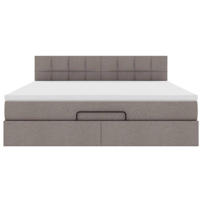 Bed poef met matras en LED's 180x200 cm stof taupe