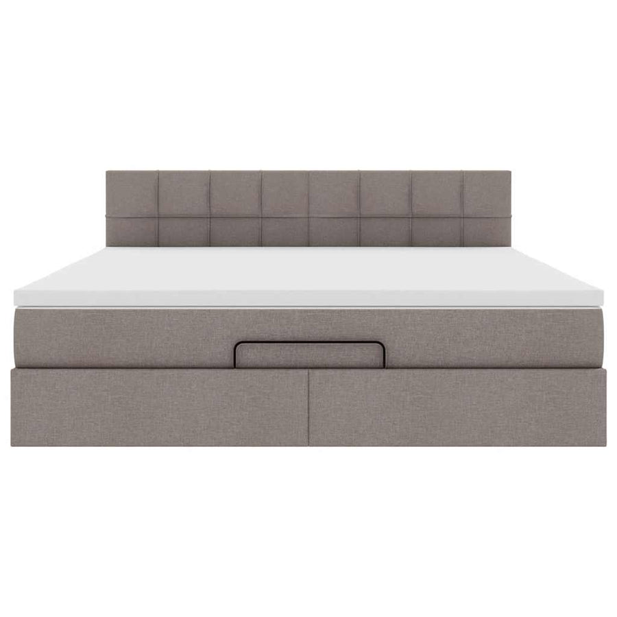 Bed poef met matras en LED's 180x200 cm stof taupe