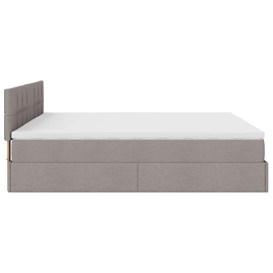Bed poef met matras en LED's 180x200 cm stof taupe
