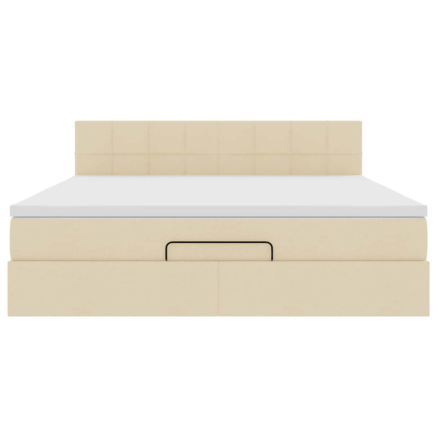 Ottoman bed met matras en LED's 180x200cm stof crèmekleurig