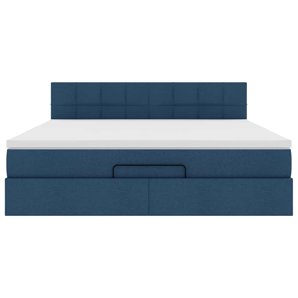 Ottoman bed met matras en LED's 180x200cm stof blauw