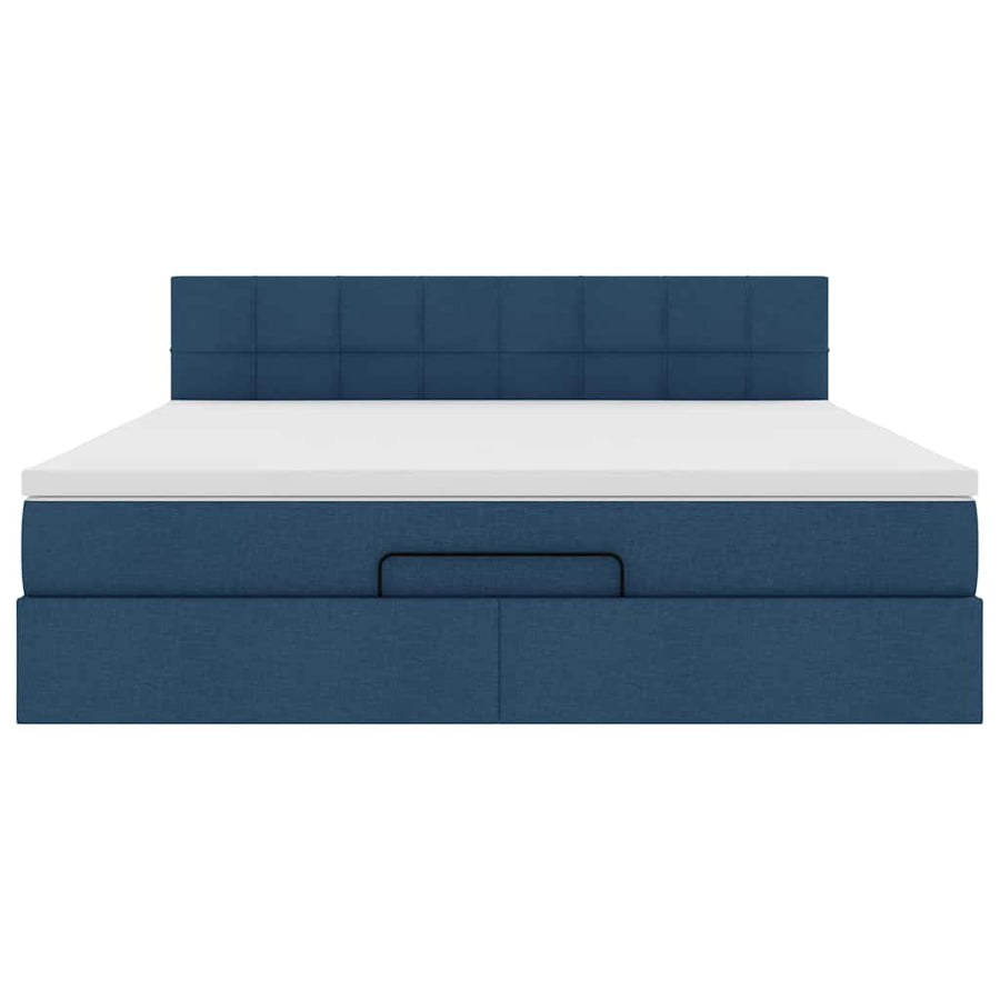 Ottoman bed met matras en LED's 180x200cm stof blauw