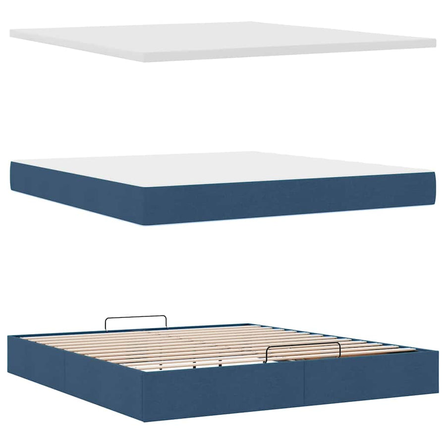 Ottoman bed met matras en LED's 180x200cm stof blauw