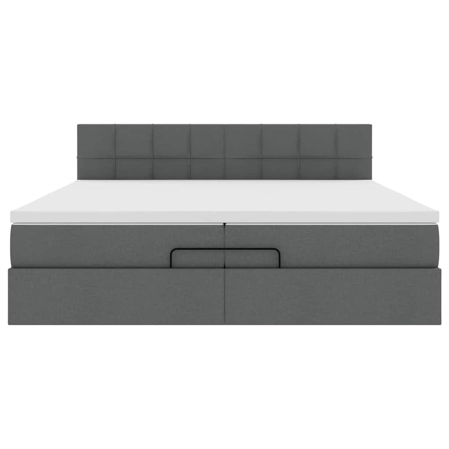 Ottoman bed met matrassen en LED's 200x200cm stof donkergrijs