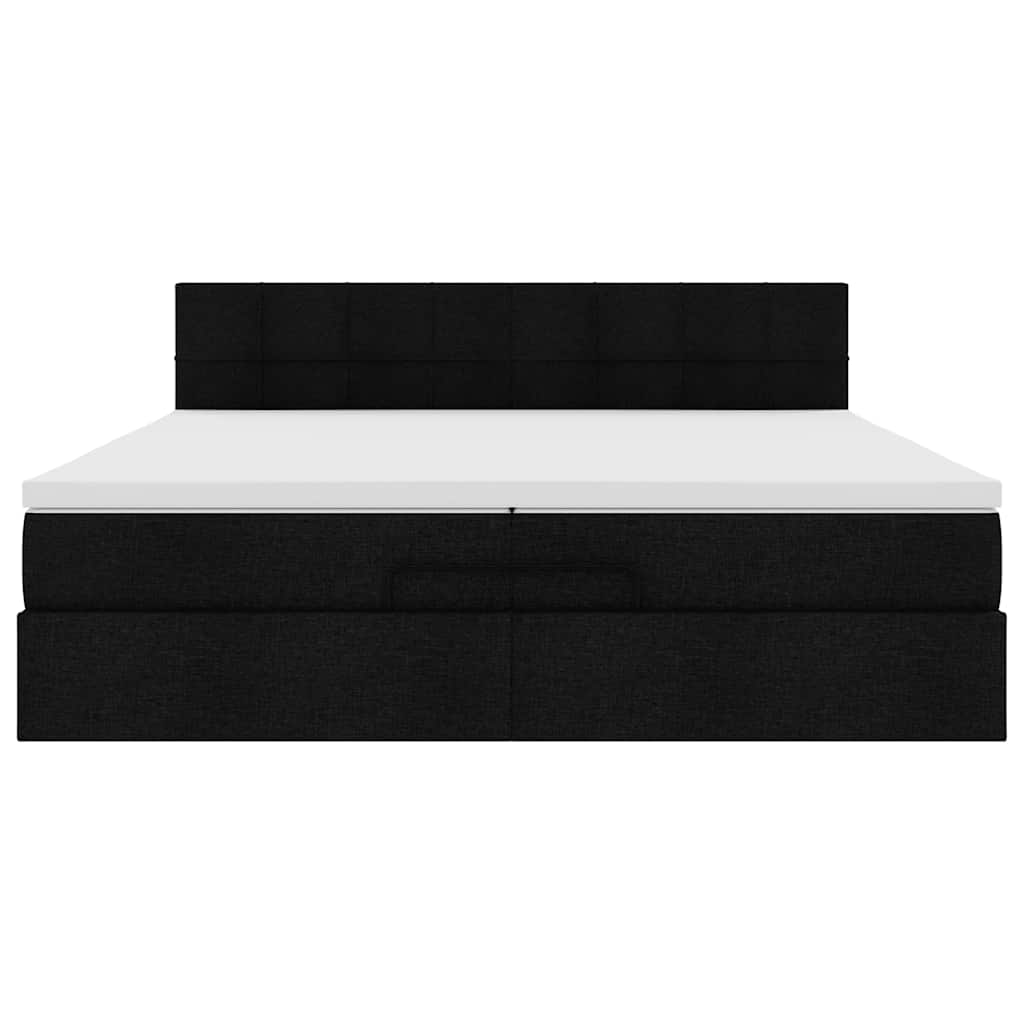 Ottoman bed met matrassen en LED's 200x200cm stof zwart