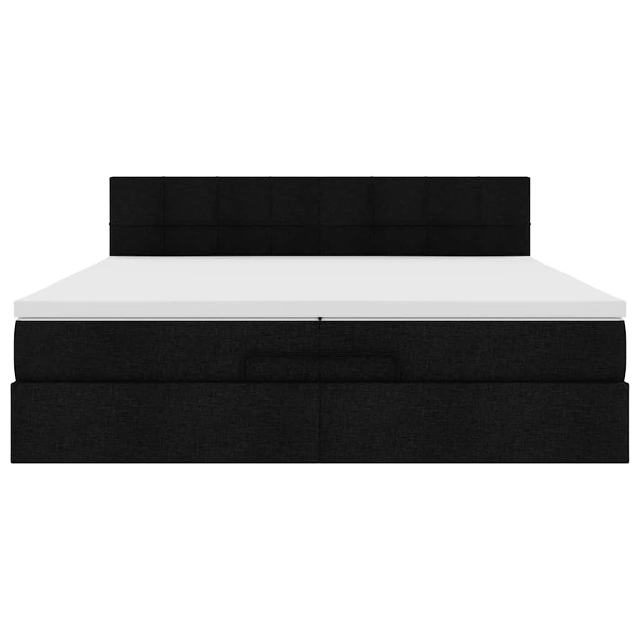 Ottoman bed met matrassen en LED's 200x200cm stof zwart