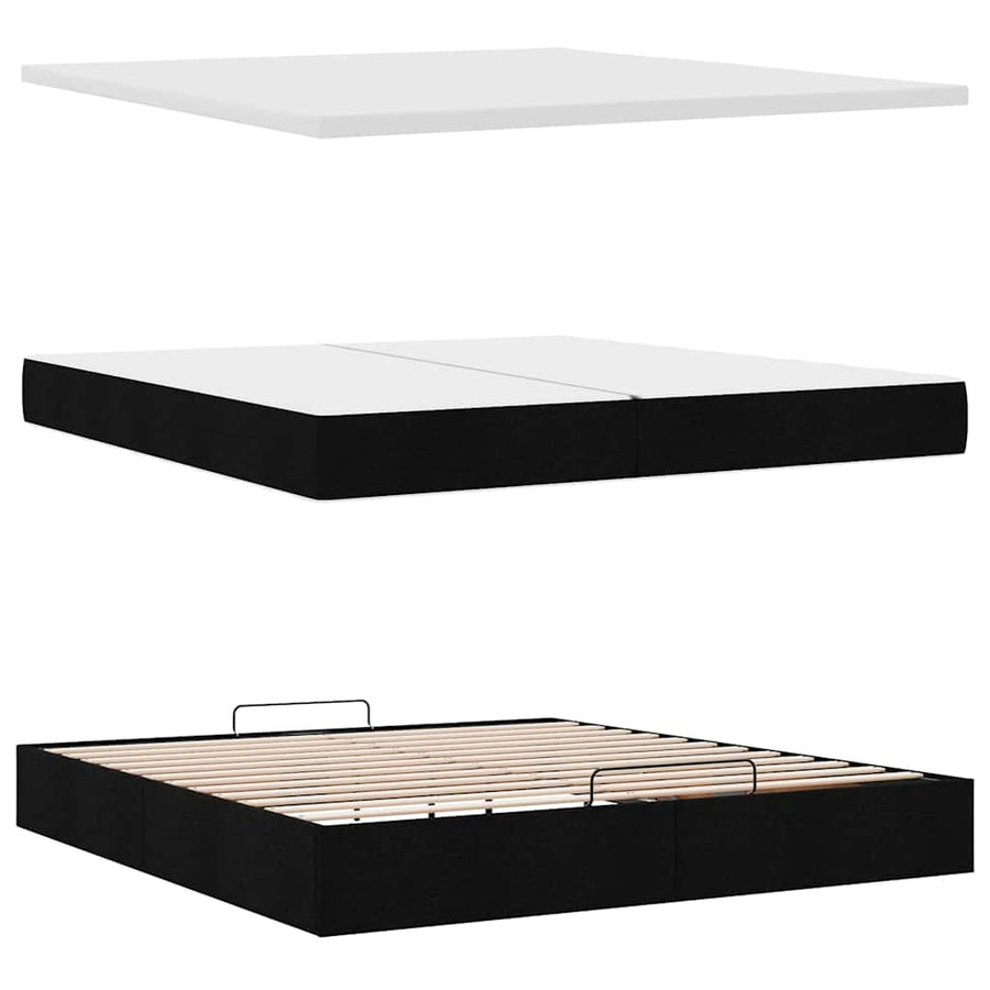 Ottoman bed met matrassen en LED's 200x200cm stof zwart