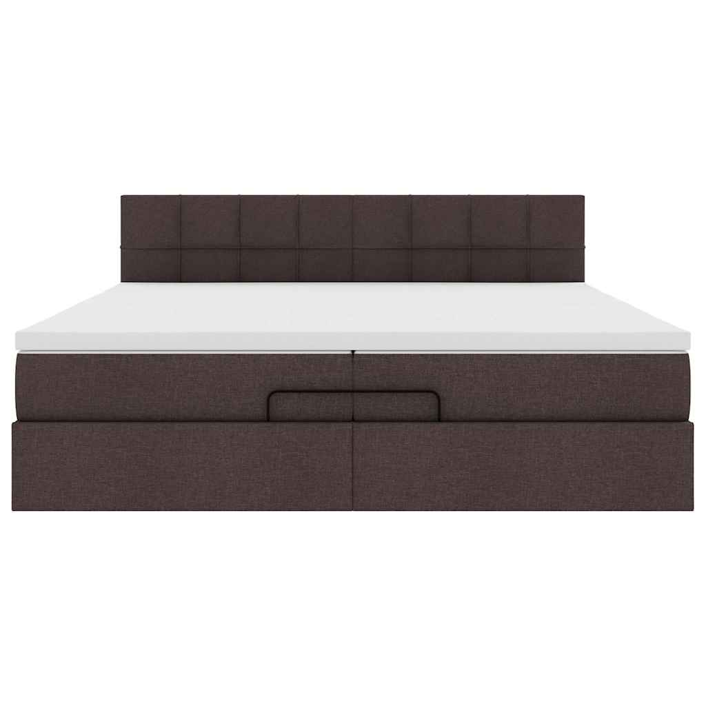Ottoman bed met matrassen en LED's 200x200cm stof donkerbruin