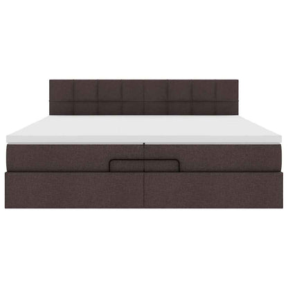 Ottoman bed met matrassen en LED's 200x200cm stof donkerbruin