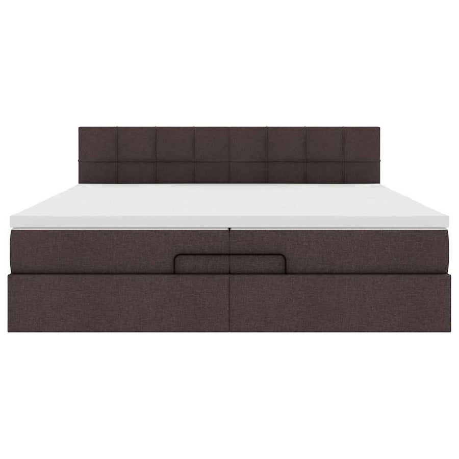 Ottoman bed met matrassen en LED's 200x200cm stof donkerbruin