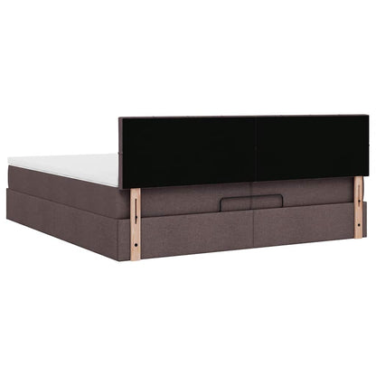 Ottoman bed met matrassen en LED's 200x200cm stof donkerbruin