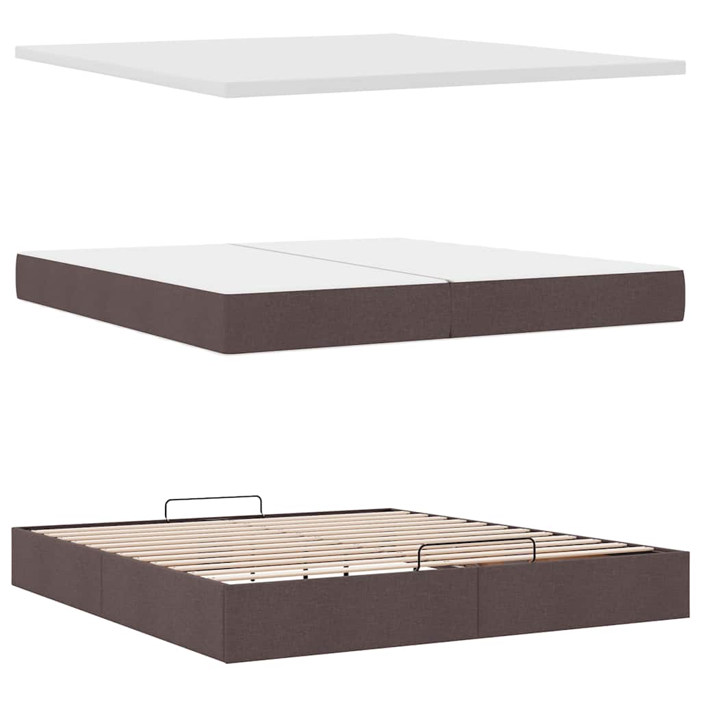 Ottoman bed met matrassen en LED's 200x200cm stof donkerbruin