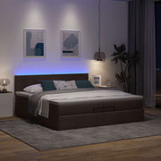 Ottoman bed 200x200 cm donkerbruin stof