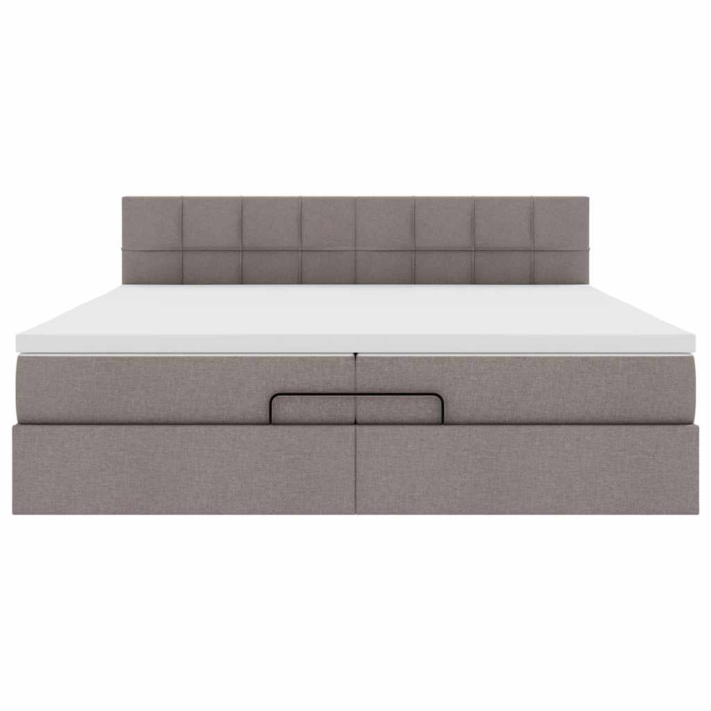 Ottoman bed met matrassen en LED's 200x200cm stof taupe