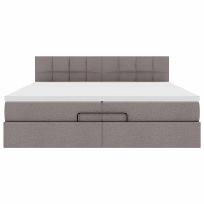 Ottoman bed met matrassen en LED's 200x200cm stof taupe