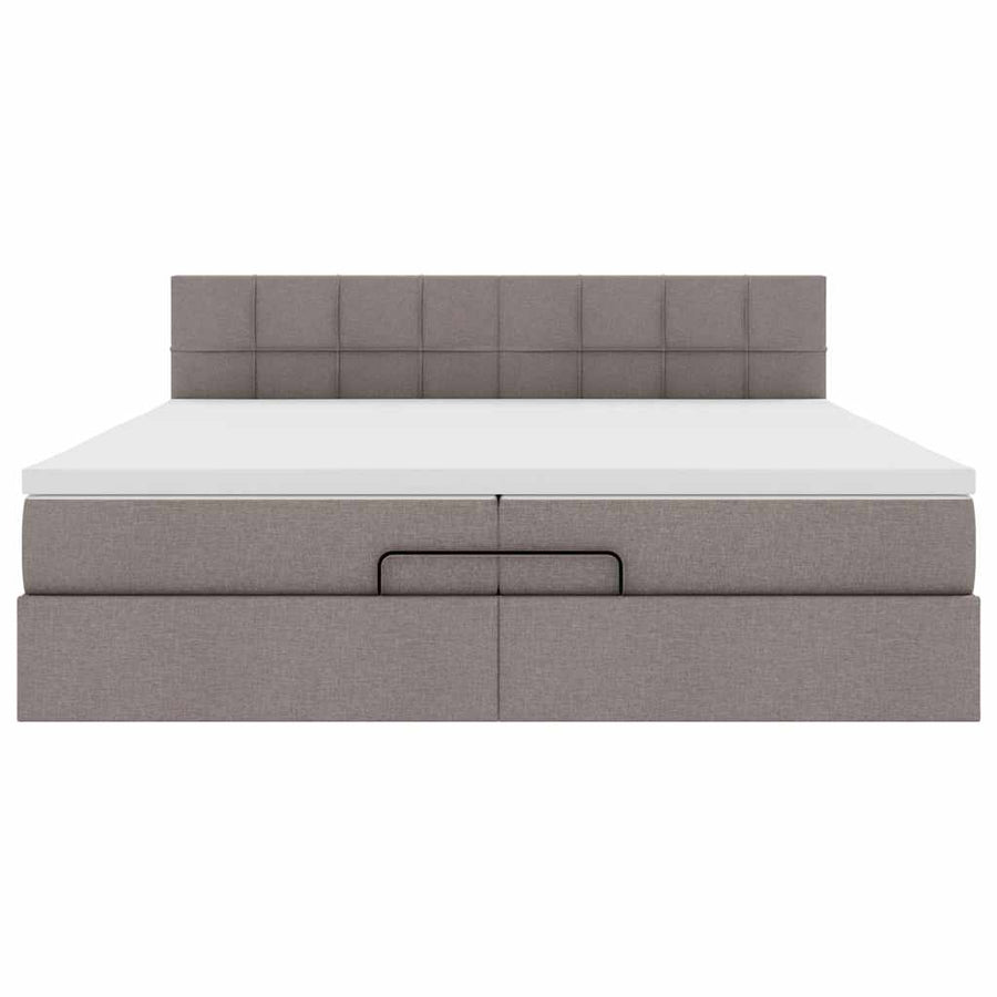 Ottoman bed met matrassen en LED's 200x200cm stof taupe