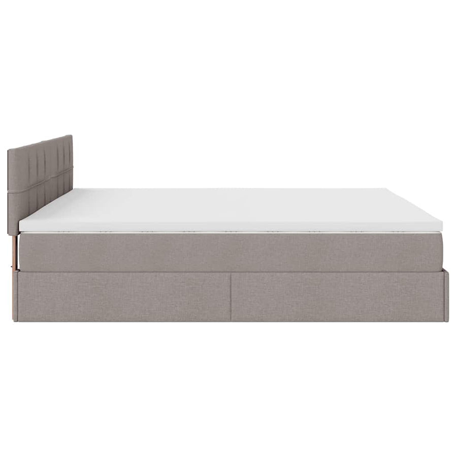 Ottoman bed met matrassen en LED's 200x200cm stof taupe
