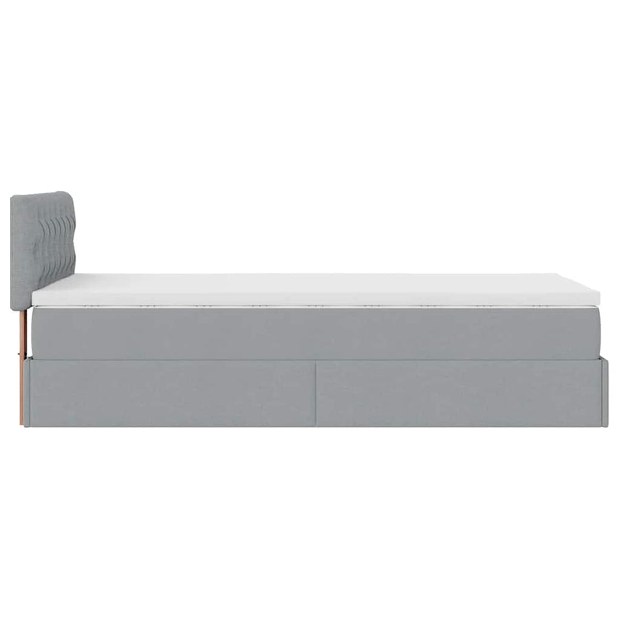 Ottoman bed met matras en LED's 80x200cm stof lichtgrijs