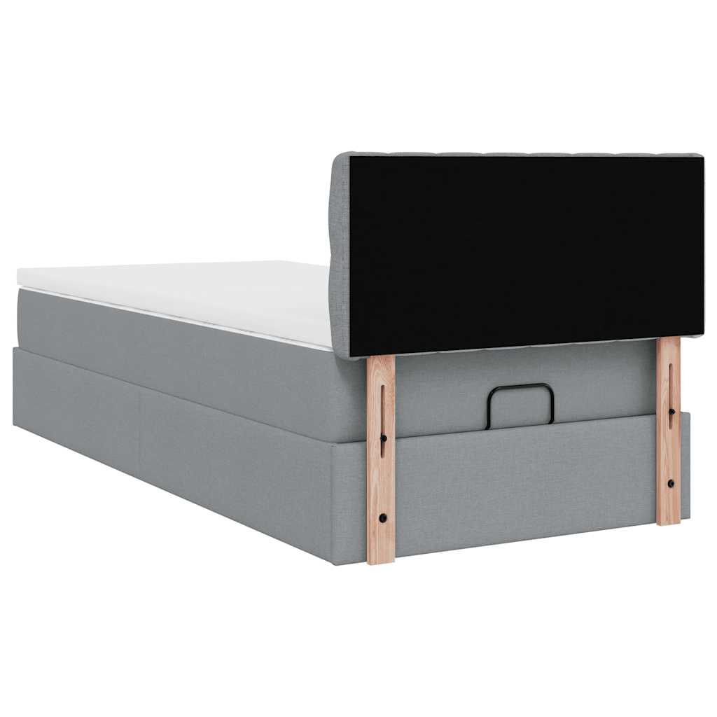 Ottoman bed met matras en LED's 80x200cm stof lichtgrijs
