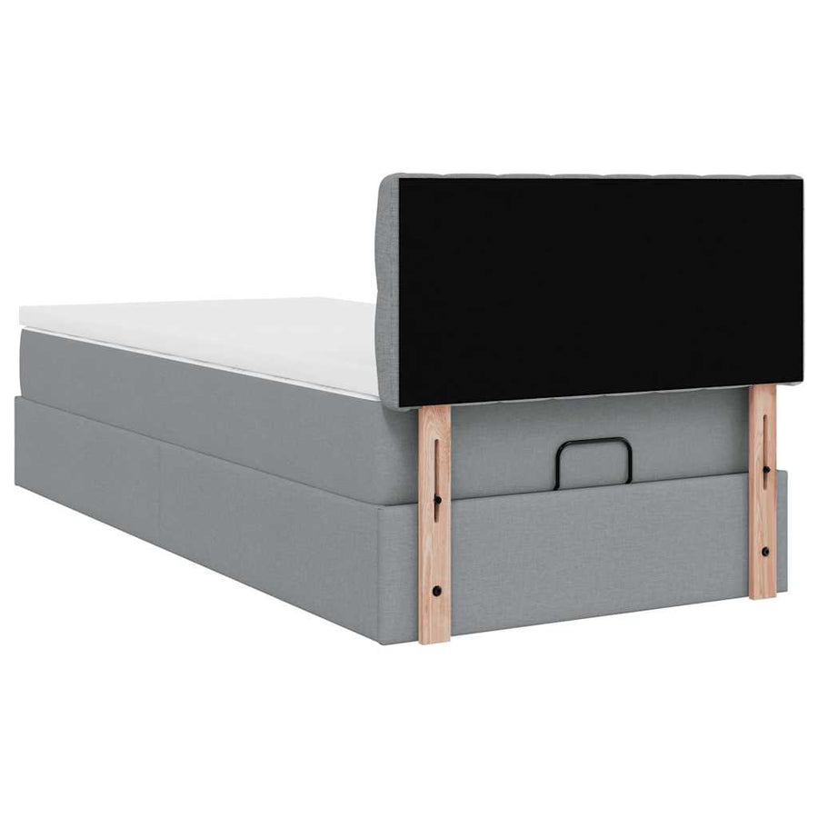 Ottoman bed met matras en LED's 80x200cm stof lichtgrijs