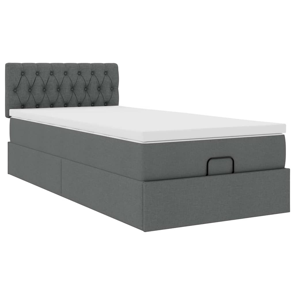Ottoman bed met matras en LED's 80x200cm stof donkergrijs