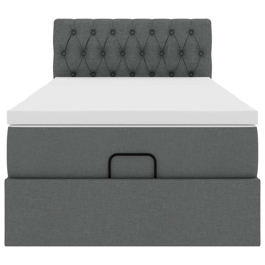 Ottoman bed met matras en LED's 80x200cm stof donkergrijs