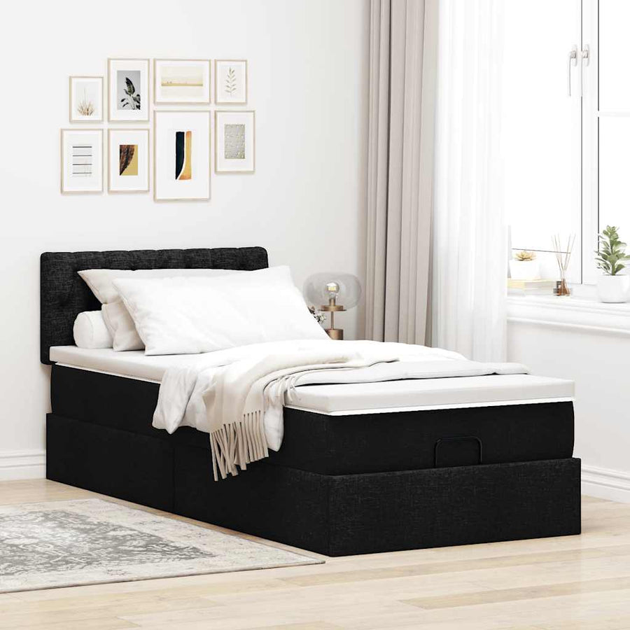 Ottoman bed met matras en LED's 80x200cm stof zwart