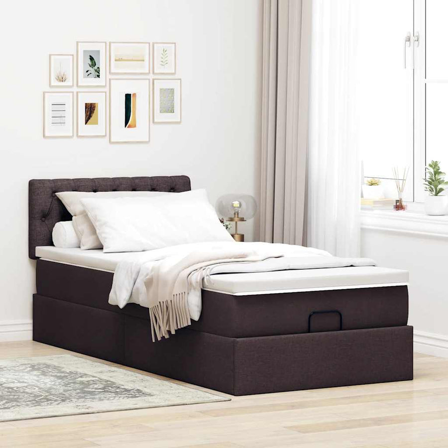 Ottoman bed met matras en LED's 80x200cm stof donkerbruin