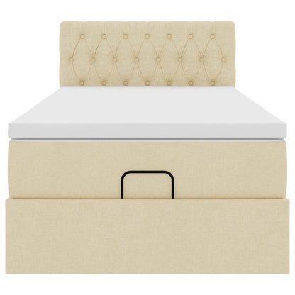 Ottoman bed met matras en LED's 80x200cm stof crèmekleurig