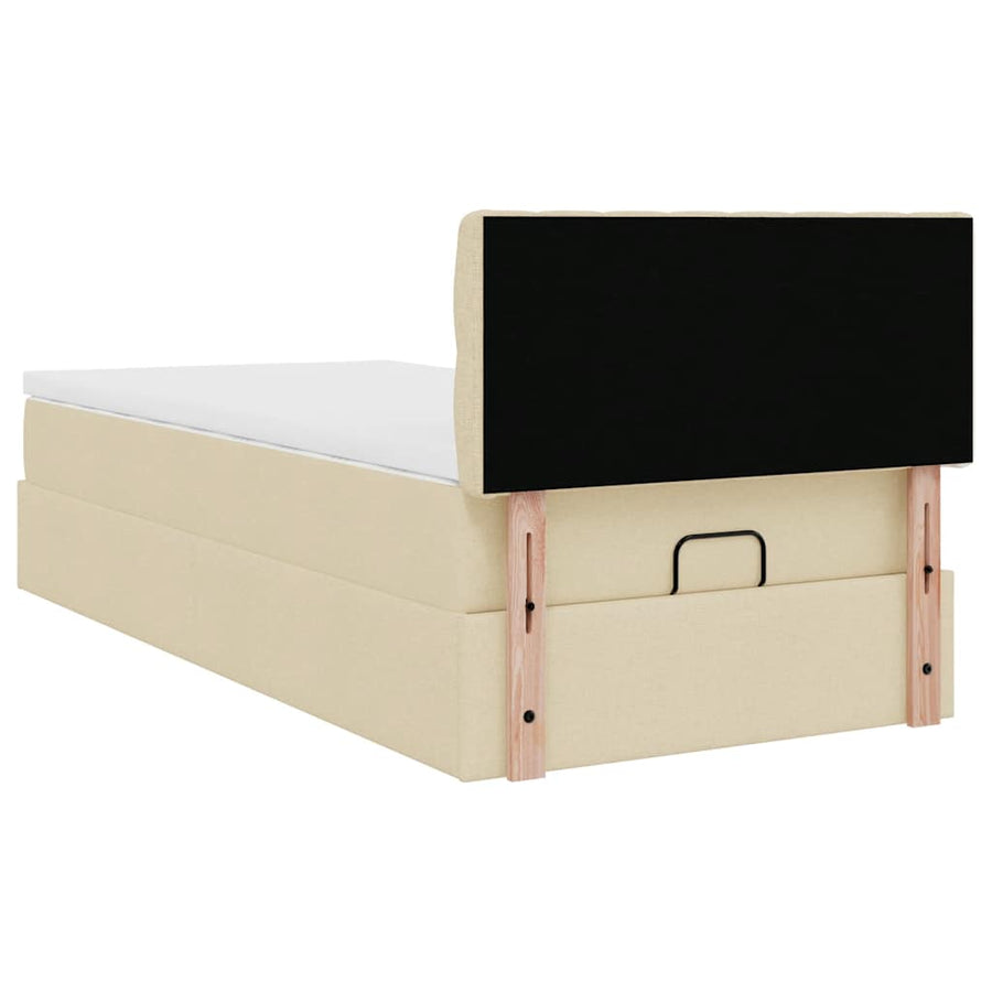 Ottoman bed met matras en LED's 80x200cm stof crèmekleurig