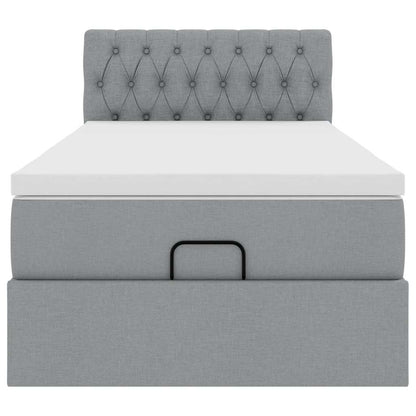 Ottoman bed met matras en LED's 90x190cm stof lichtgrijs