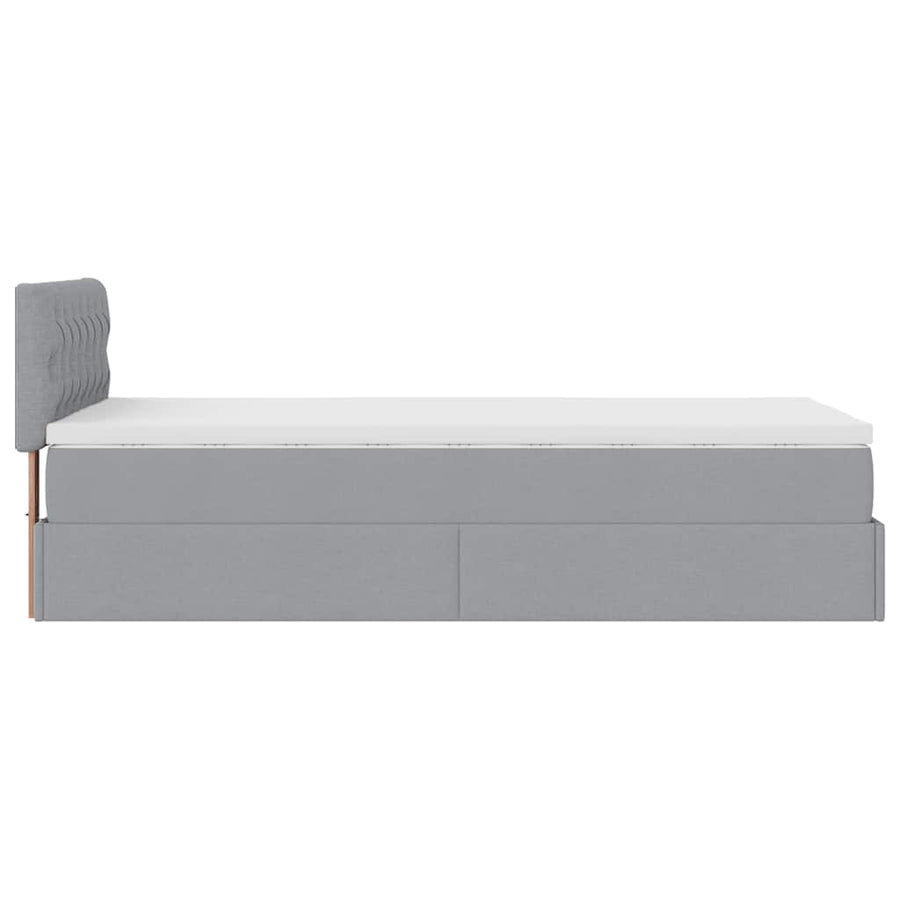 Ottoman bed met matras en LED's 90x190cm stof lichtgrijs