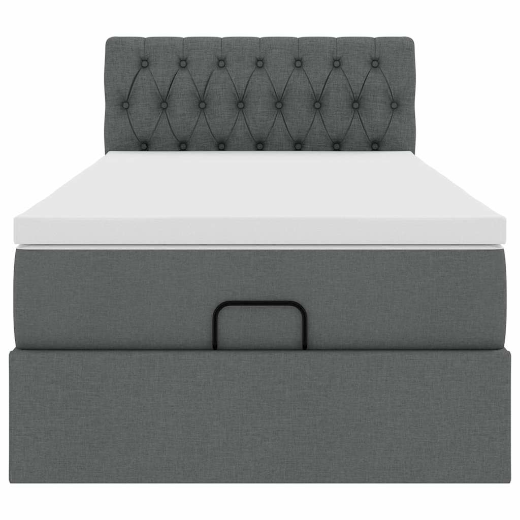 Ottoman bed met matras en LED's 90x190cm stof donkergrijs