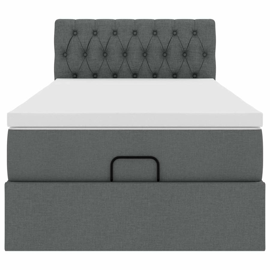 Ottoman bed met matras en LED's 90x190cm stof donkergrijs