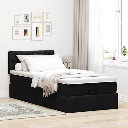 Ottoman bed met matras en LED's 90x190cm stof zwart