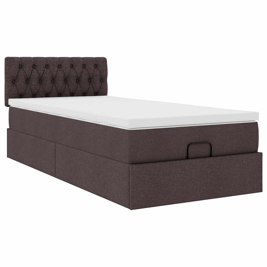 Ottoman bed met matras en LED's 90x190cm stof donkerbruin