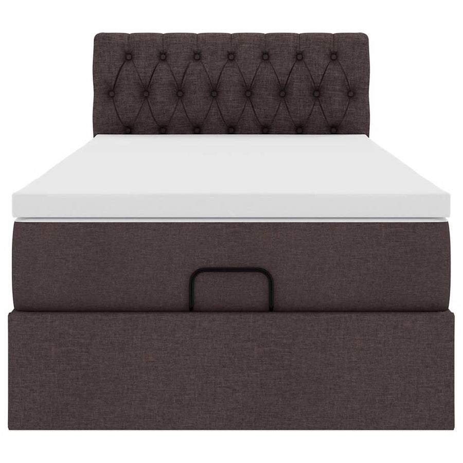 Ottoman bed met matras en LED's 90x190cm stof donkerbruin