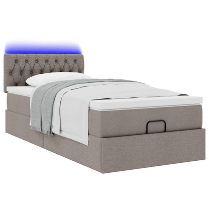 Ottoman bed met matras en LED's 90x190cm stof taupe