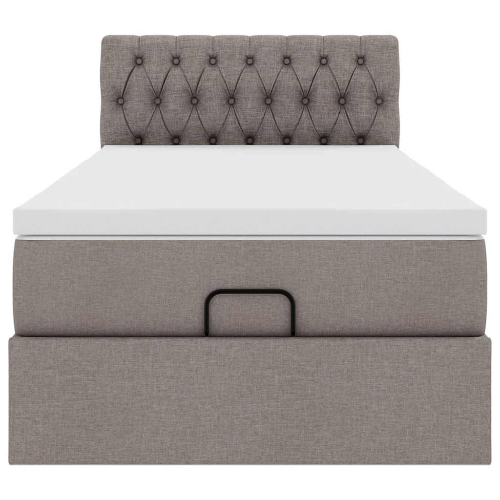 Ottoman bed met matras en LED's 90x190cm stof taupe