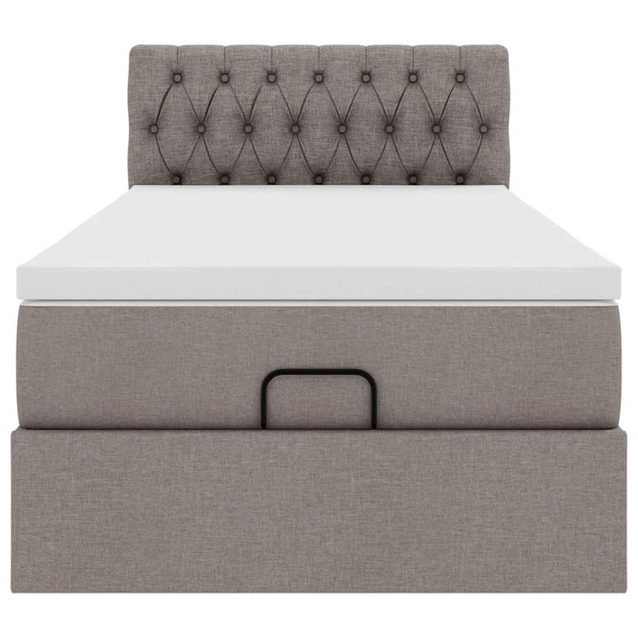 Ottoman bed met matras en LED's 90x190cm stof taupe