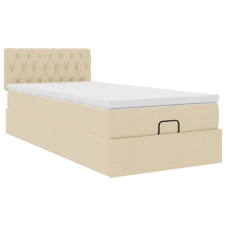 Ottoman bed met matras en LED's 90x190cm stof crèmekleurig