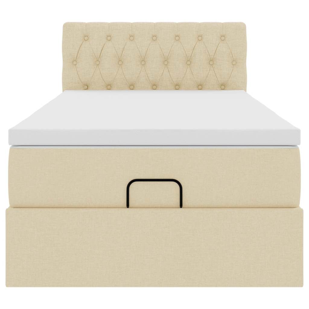 Ottoman bed met matras en LED's 90x190cm stof crèmekleurig