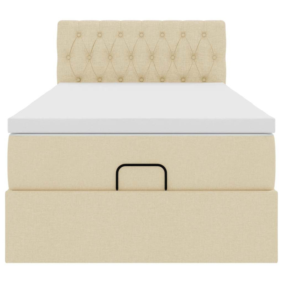 Ottoman bed met matras en LED's 90x190cm stof crèmekleurig