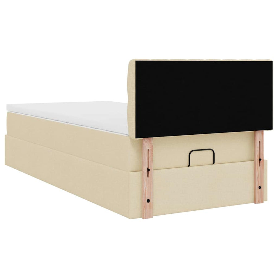 Ottoman bed met matras en LED's 90x190cm stof crèmekleurig