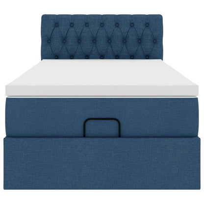 Ottoman bed met matras en LED's 90x190cm stof blauw